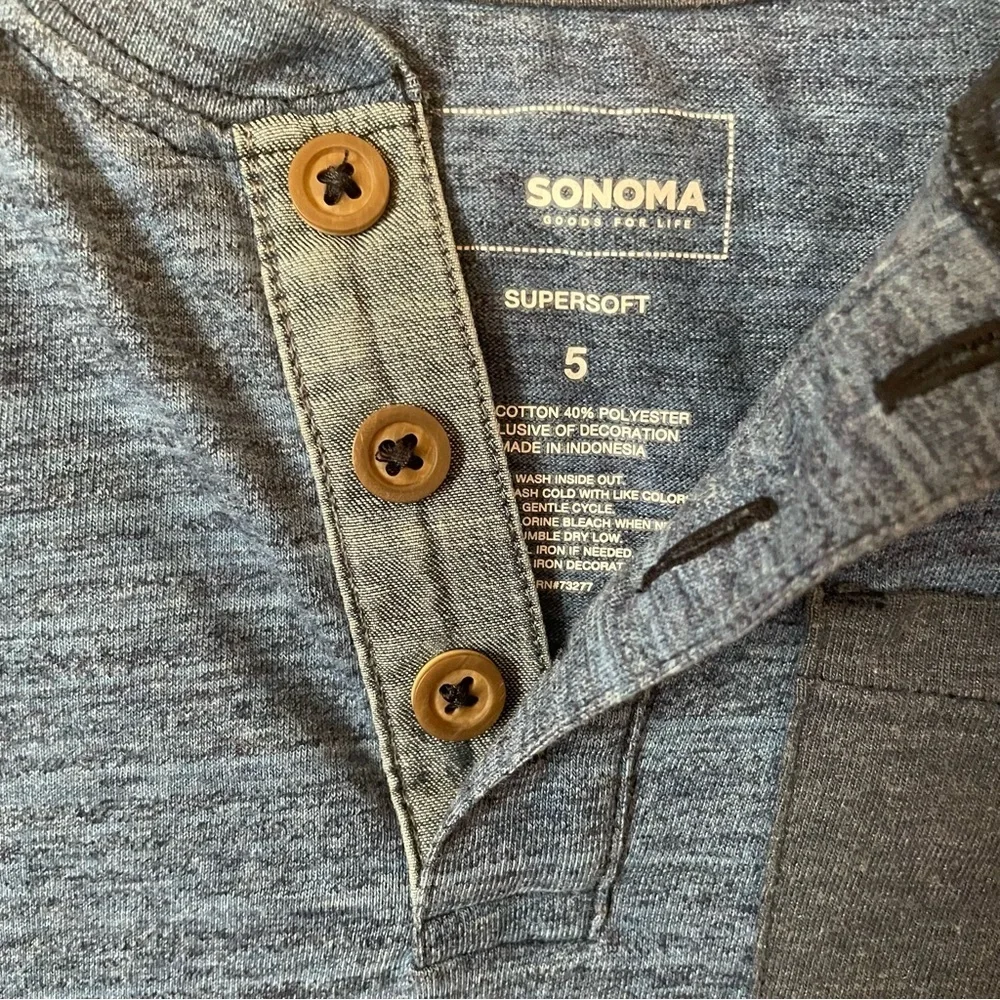 Size 5 BOYS Sonoma Blue Shirt C2 - Picture 5 of 6